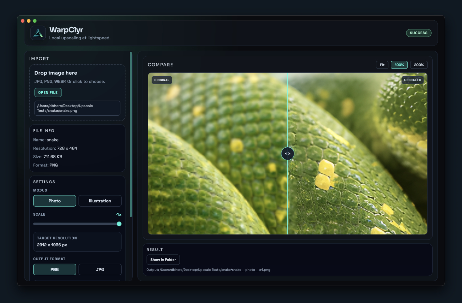 WarpClyr — Local AI Image Upscaling with Real-ESRGAN